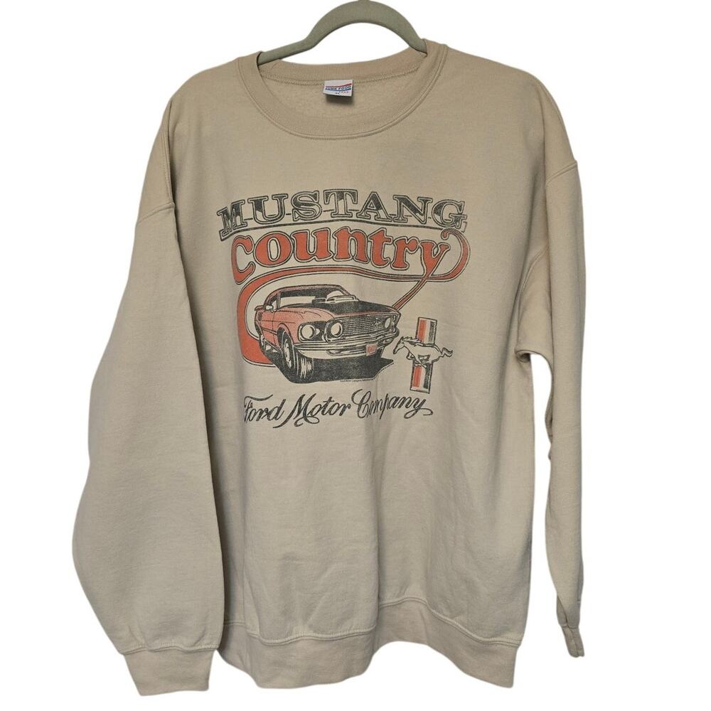 Junk Food Ford Mustang Country XL Beige Fleece Crewneck Sweatshirt NWOT NEW
